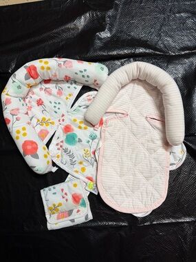 Soft Floral Pink Baby Headrest and Support Set - Kids Accessories